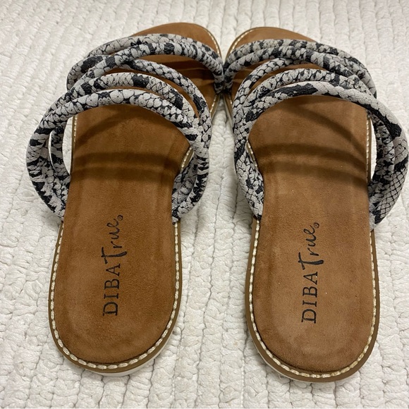 Diba True Cedar Cove Gray‎ Snake Leather Strappy Slide Sandals Size 7.5 Womens - Picture 5 of 13